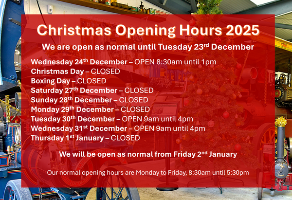 Christmas Opening Hours 2025 – Milbury Model Company