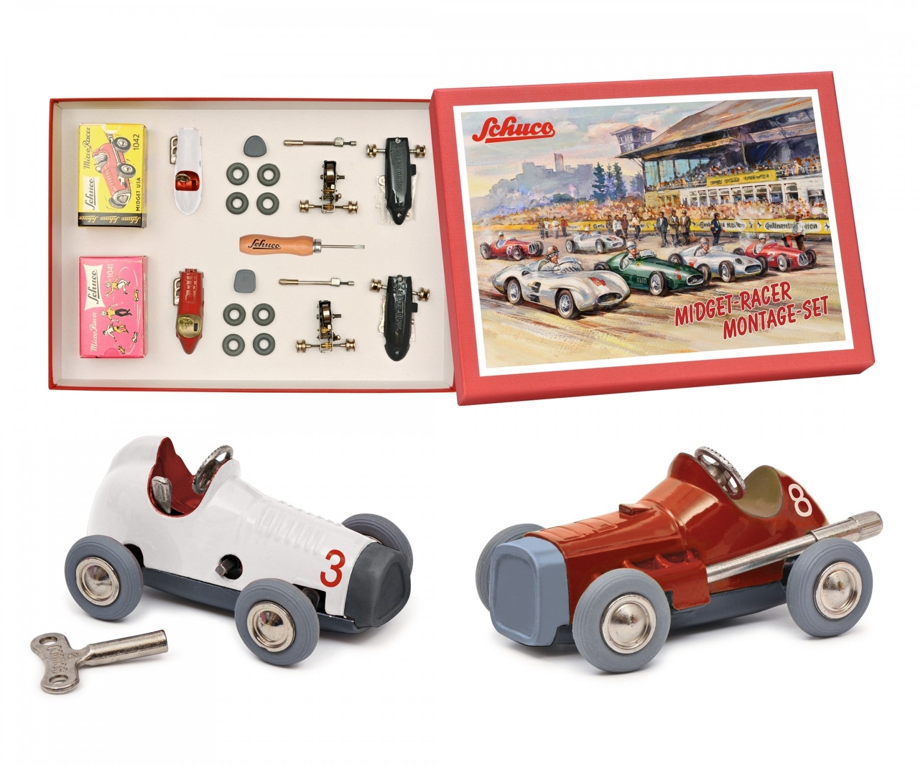 Schuco Micro Racer Midget Racer #8 and #3 Montage-Set Kit