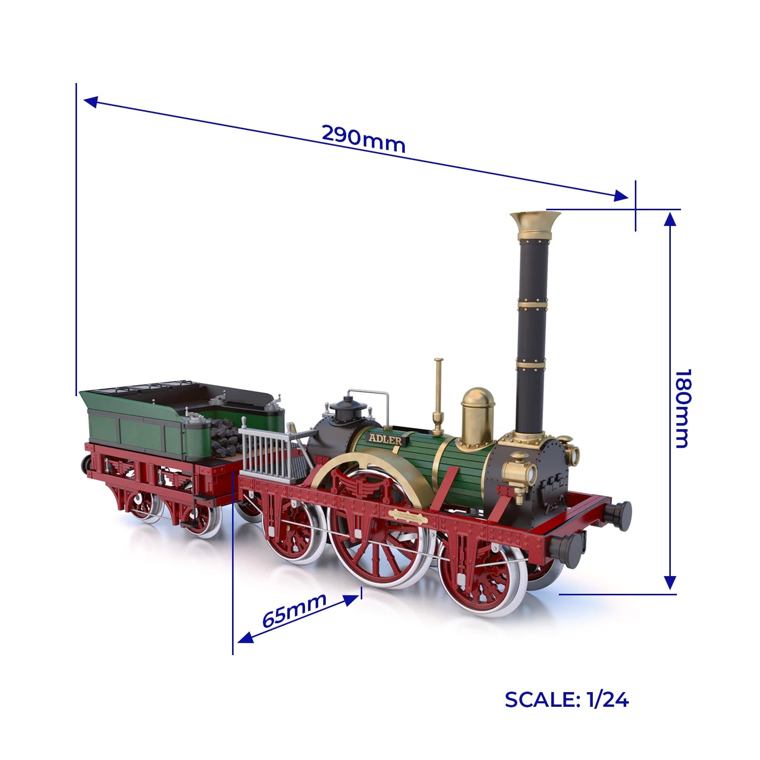 OcCre 1:24 Adler Steam Train Locomotive Model Kit – Milbury Model OcCre 1:24 Adler Steam Train Locomotive Model Kit – Milbury Model